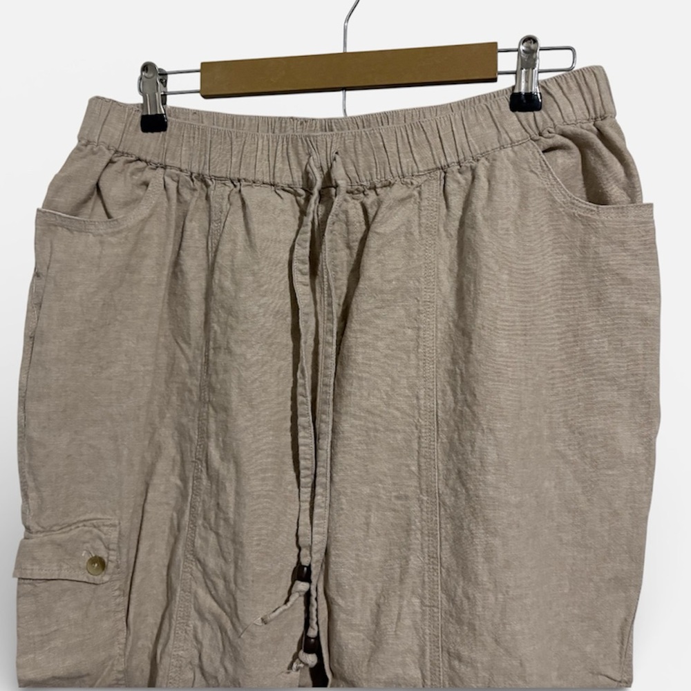 Catherines Women's Beige Linen Wide Leg Pants
